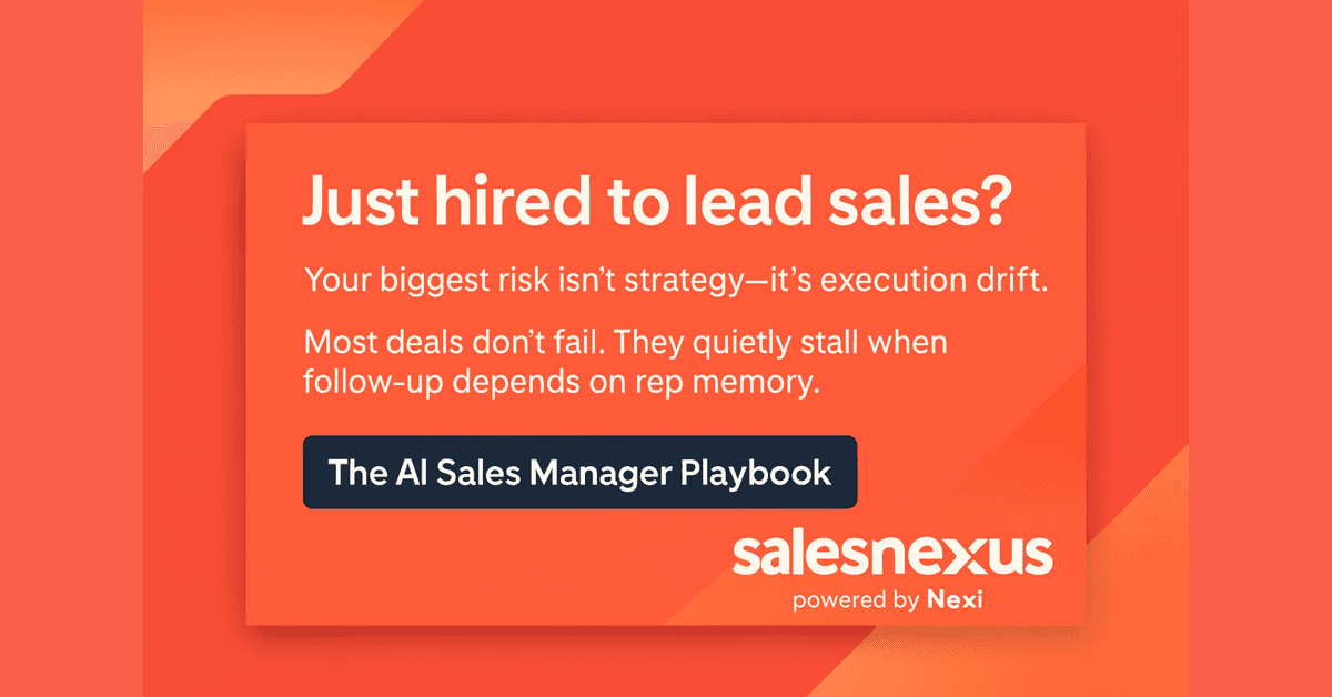 SalesNexus Releases Free AI Sales Manager Playbook to Help Leaders Fix Revenue Leakage and Improve Rep Performance