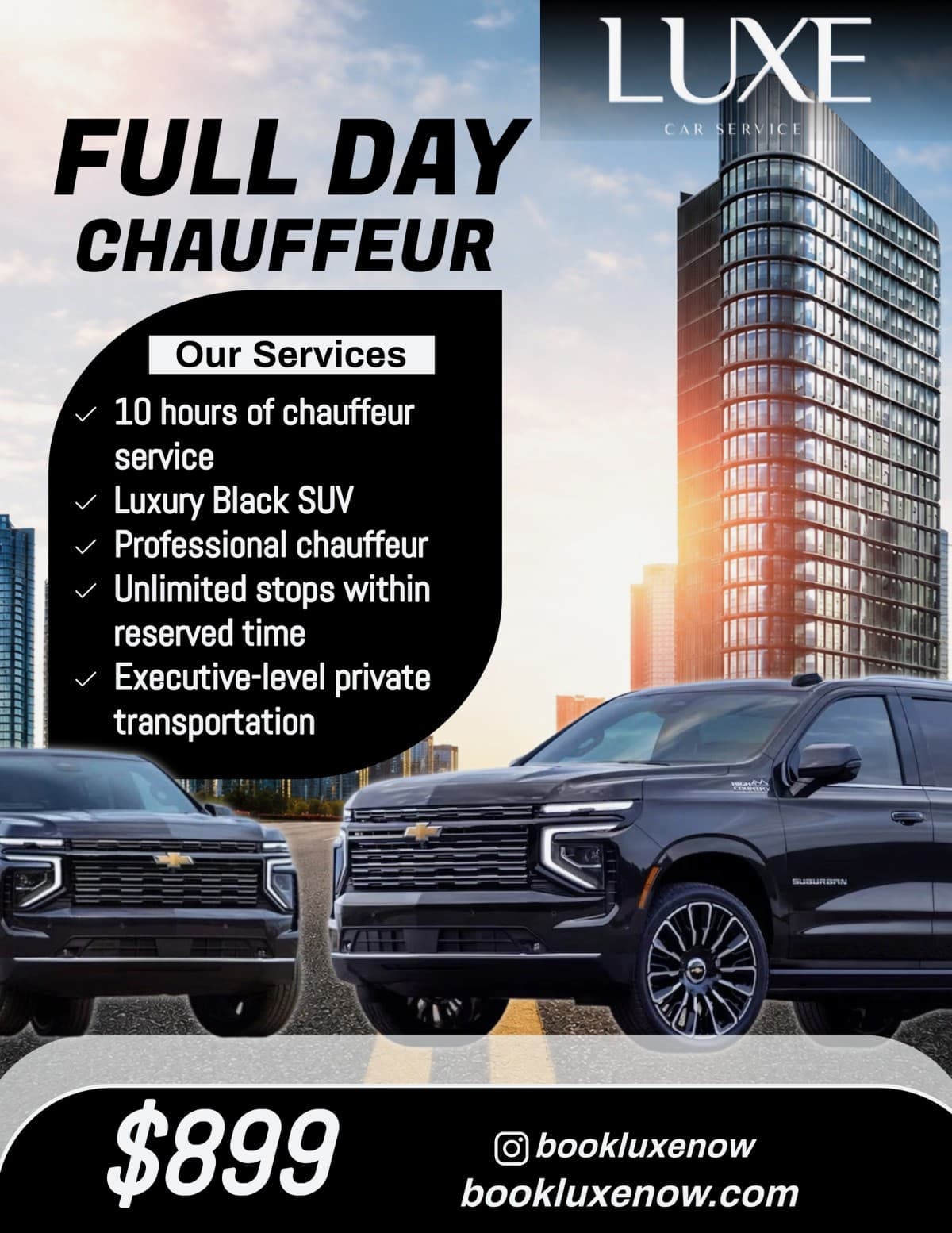 Luxe Car Service Introduces $899 10-Hour Private Chauffeur Block for Corporate Travel
