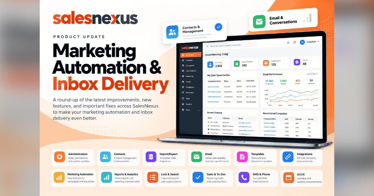 SalesNexus Enhances Email Deliverability and Outlook Sync to Boost Sales Engagement